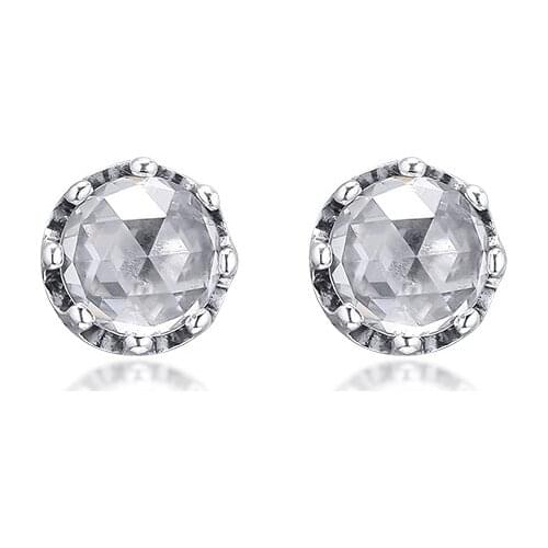 Clear Sparkling Crown Stud Earrings 925 Sterling Silver Jewelry For Woman Make up Fashion Female Earrings Party Jewelry