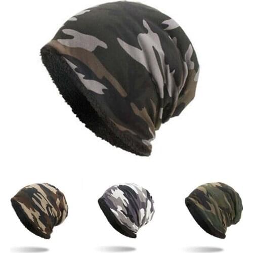 Beanie Hat Warm Sports Ski Cap Women/Men Winter Fleece Lined Camouflage Slouchy