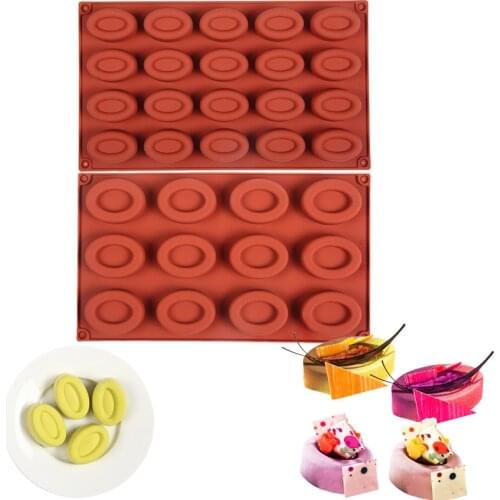 Silicone Cake Mold Bakeware Set Silicone Moulds Donut Oval Shape Mousse Decoration 12/20Cavity Chocolate Dessert Christmas Mold