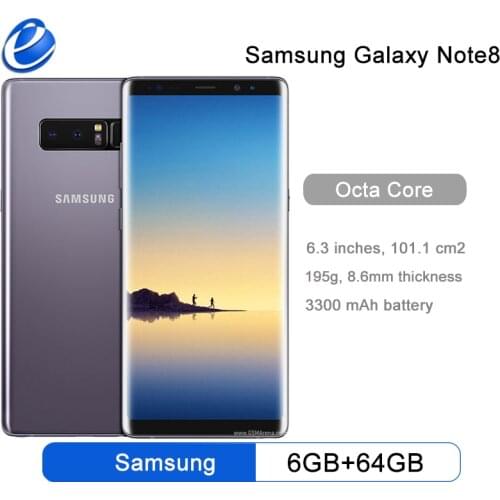 Original Samsung Galaxy Note 8 N950F N950U 6GB RAM 64GB ROM 6.3 inch Octa Core Dual Back Camera 12MP 3300mAh Smart Mobile Phone