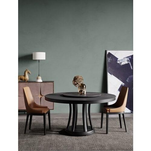 Nordic marble rock version dining table chair modern simple net red living room household solid wood round dining table