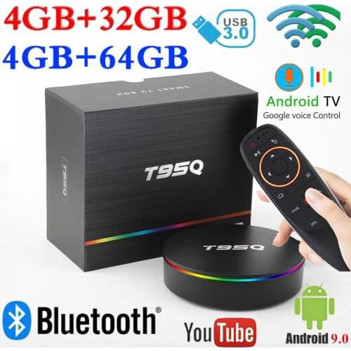 Android 9.0 T95Q TV BOX 4GB 32GB 64GB Smart TV Box Amlogic S905X2 Quad Core 2.4G+5GHz Wifi BT4.0 4K HD Media Player Set top box