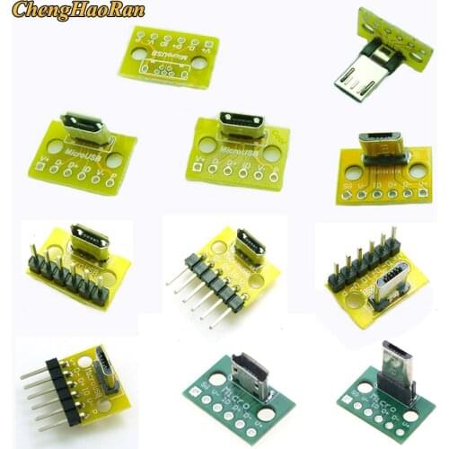 Vertical USB MicroUSB Micro USB Type C Female Male Head Connector PCB Converter Adapter Breakout Test Board 180 Degree Vertical