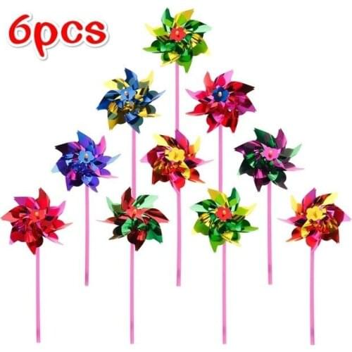 6Pcs Plastic Windmill Pinwheel Wind Spinner Kids Toy Garden Lawn Party Decor Toy Gift For Boys Girls Garden windmills