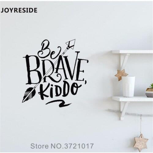 JOYRESIDE Be Brave Kiddo Words Wall Decal Quotes Vinyl Sticker Boys Bedroom Decoration Home Decor Interior Design Mural A644