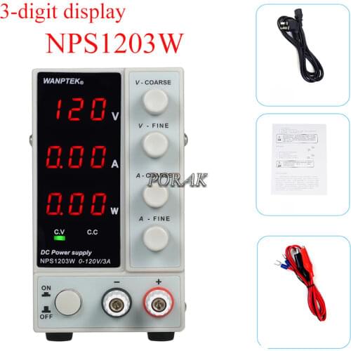 WANPTEK Switching DCPower NPS1203W 0-120V 0-3A Supply LED 3-digits Display High Precision Mini Power Supply AC115V/230V 50/60Hz