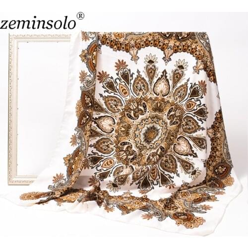 Zeminsolo Lady Vintage Soft Cotton Scarf Bandana New Women Fashion Stoles Women Scarf Wraps Cotton Scarves Shawls 120*120cm