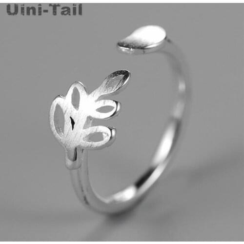 Uini-Tail hot new 925 sterling silver brushed bird branch open ring female fashion temperament small fresh ring gift GN309