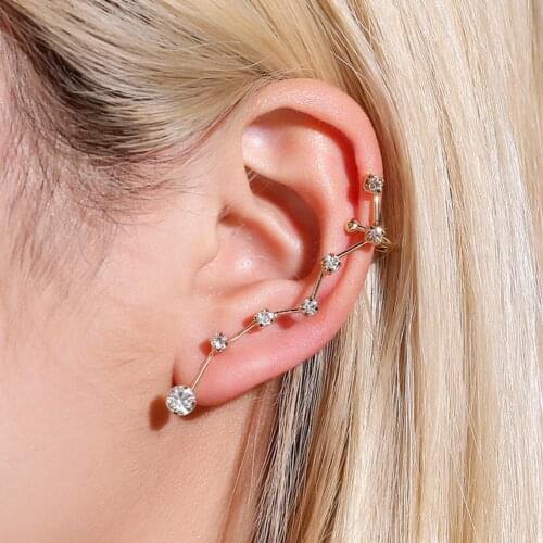 1Pc Women Rhinestone Inlaid Star Ear Cuff Clip On Earring Party cool Trendy Luxury Jewelry Decor Accessory Gift 2020 New