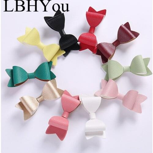 10pcs/lot Knot Bows Pu Leather Hair Clips For Girls,One Size Fit Most Kids Bowknot Hairpins,Princess Hair Accessory Party Gift