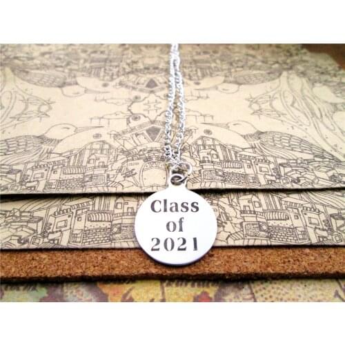 3pcs/lot Fashion stainless steel necklace "class of 2021" Charms Pendant necklace Jewelry Gift more style for choosing