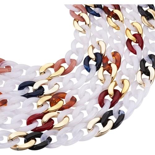 5 strands Transparent Acrylic Curb Chains Handmade Twisted Chain Links for Glasses Lanyard Chains Jewelry Making Mixed Color