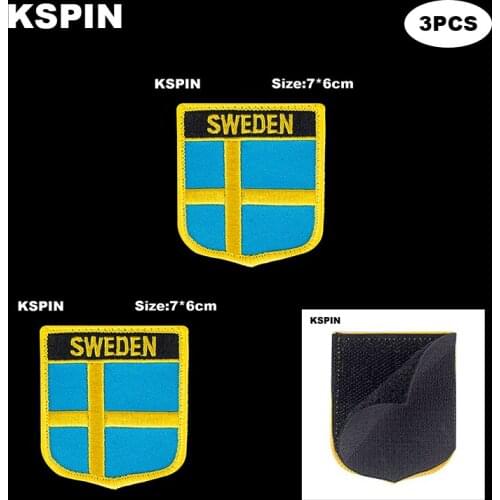 National Flag Patch Hook Loop Sweden Badges Armband 3D Stick on Jacket Backpack Stickers