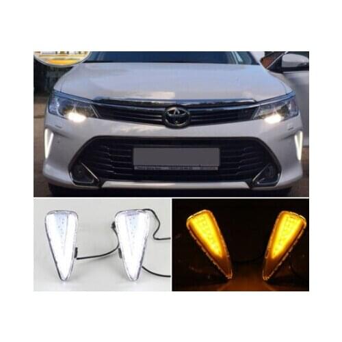 For Toyota Camry 2015-2016 Pair Car Blinker Indicators Spare Parts LED Fog Turn Signals Light Daytime Running Driving Work Lamp