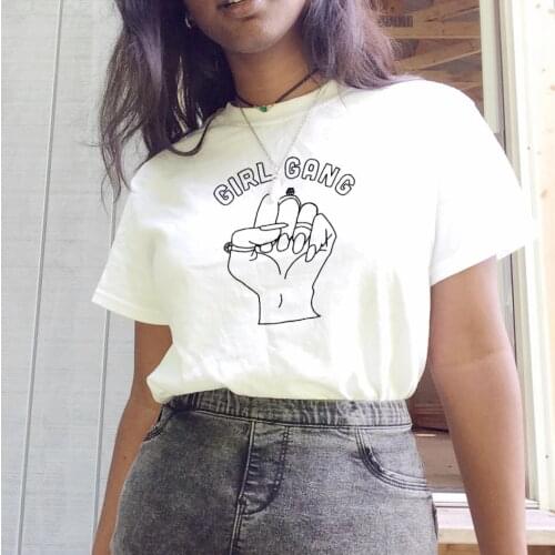 Girl Gang T-Shirt 100% Cotton women quote kawaii graphic fashion funny vintage hipster Aesthetic tshirt top tee Drop Shipping