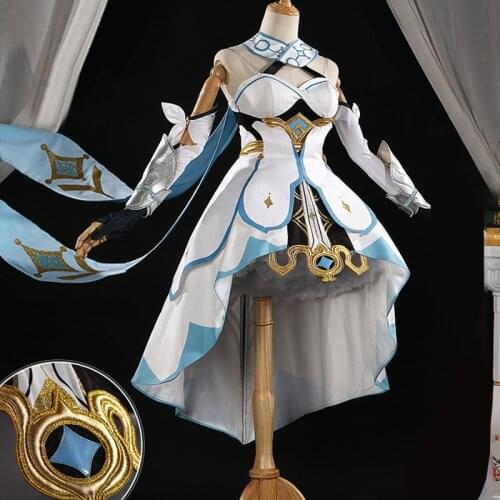 Game Genshin Impact Traveler Lumine Cosplay Costume Anime Suit Noble Dress Lovely Uniform Halloween Outfit For Women Custom Made