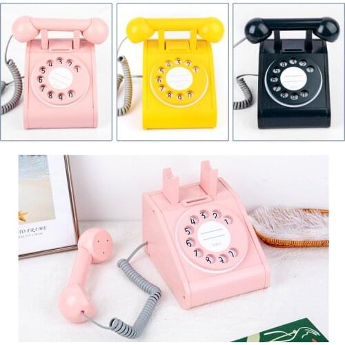 Baby Retro Simulation Wooden Phone Toy Children Educational Gift Miniature Telephone Accessories Pretend Play Toys