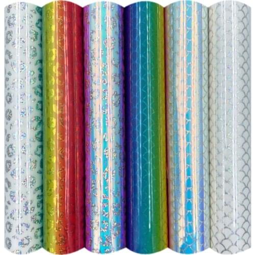 Adhesive Vinyl Holographic Rainbow Leopard Mermaid Permanent Craft Vinyl for Cricut Silhouette Cameo Decal Signs Stickers DIY