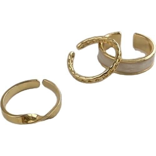 RZ040 Three-Piece Ring Female Fashion Plain Square Index Finger Simple Open Ring