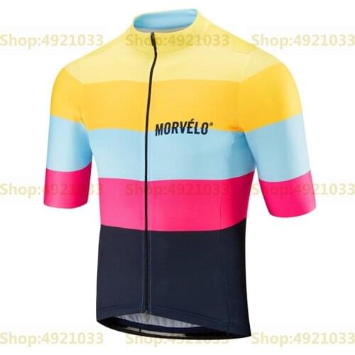 Morvelo Colorful Cycling Jersey Young Cycling Clothing 2021 Summer Latest Road Bike Riding Wear RBX Short Sleeved Sport Shirt