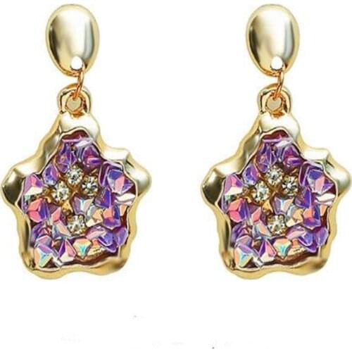 Creative Irregular Star Gravel Gold Earrings Vintage Womens Pendant Jewelry Ladies Accessories Gifts