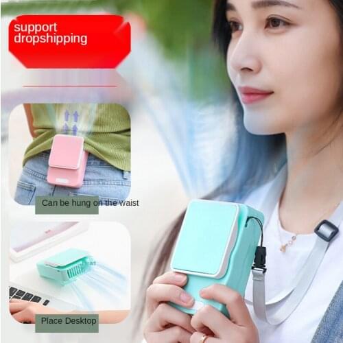 Lazy Hanging Neck Fan Belt USB Charging Outdoor Parking Shopping Waist Support Lanyard Mini Fan Student Lady