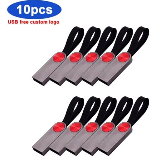 10pcs logo free metal flash usb 2.0 metal drive 64GB 128GB cle usb flash drive 32GB 16GB pendrive 8GB 4GB memoria usb stick