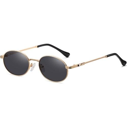Fashion Vintage Luxury Brand Design Oval Steampunk Sunglasses Women Men Small Frame Metal Driving Sun Glasses For Female Shades
