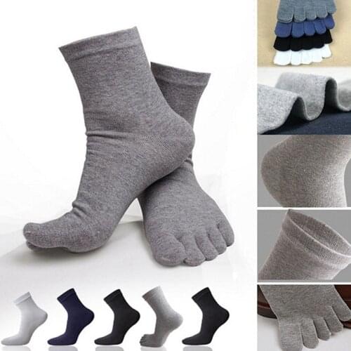 Mens Business Dress Five Finger Toe Socks High Ankle Cotton High Quality Socks Male Socks Gray White Black
