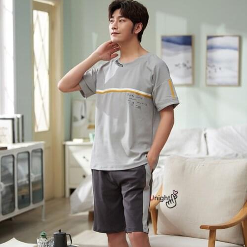 Large Size Mens Pajama Summer Short Sleeve Turndown Collar Pajamas Set Big Size Sleepwear Sets Nightwear Men Pijama Pyjama