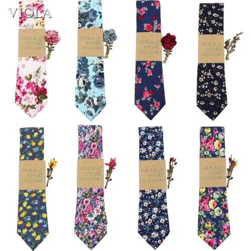 Vintage Floral Necktie Brooch Set Men 100%Cotton 6.5cm Tie Rose Berry Pin Wedding Party Groom Tuxedo Gift Cravat Shirt Accessory