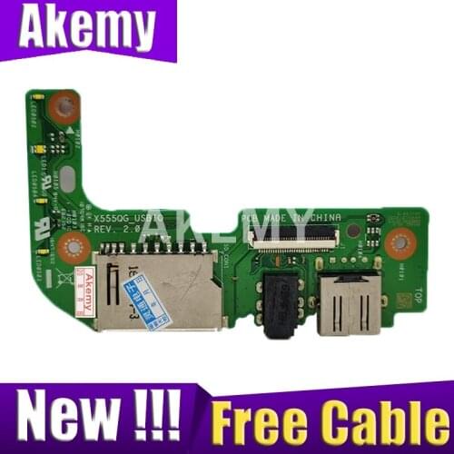 New Original USB BOARD For ASUS X555QG X555BP X555BA X555YA X555YI USB AUDIO CARD READER BOARD W/ Cable X555QG REV:2.0