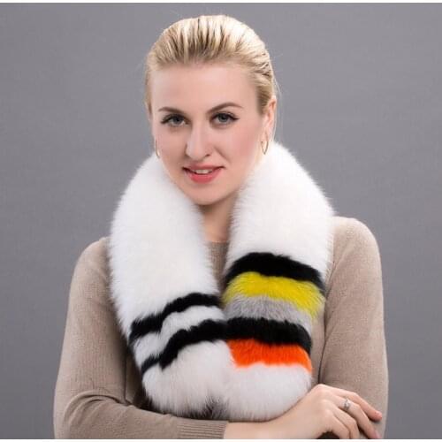 New 100% Real Fox Fur Scarf Fox Fur Collar Scarf Shawl Womens Leather Natural Fox Fur Multi-color Scarf Collar HW-11