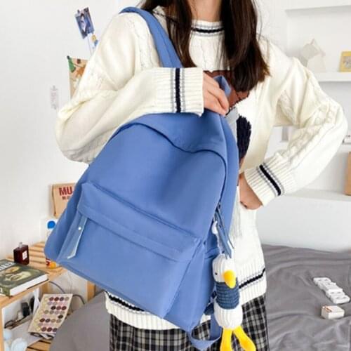 2021 New Fashion Solid Color Student Schoolbag Female Korean College Tide Brand Womens School Backpack