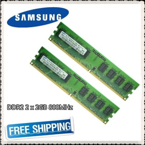 Samsung Desktop memory 4GB 2x2GB 800MHz PC2-6400U DDR2 PC The computer RAM 800 6400 4G 240-pin Dual channel