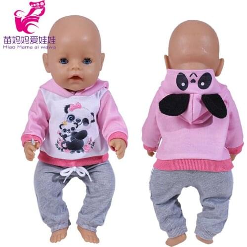 Baby Doll Coat Pink Panda Sweater 17 Inch Dolls Clothes Toys Wear Children Gifts
