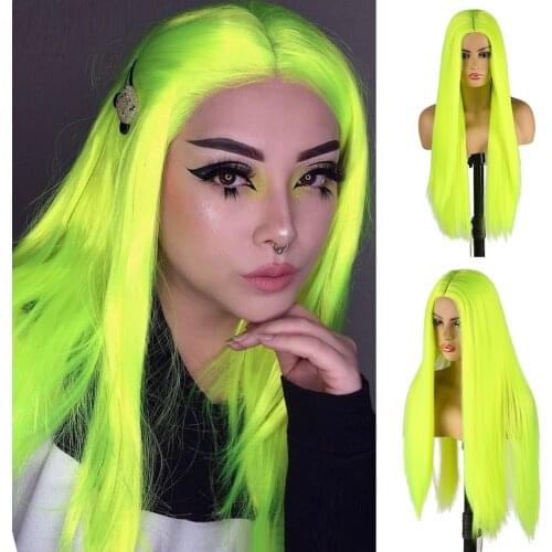 Colorful Cosplay Silky Straight Wig with Baby Hair Synthetic Machine Made Wig for Women Gilrs Heat Resistant Fiber Hair