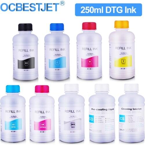 250ML DTG Ink For Epson T50 P50 R290 R330 1390 1410 L800 L1800 R1800 R1900 R2000 For DX5 DX6 DX7 DX9 DX10 Printhead DTG Printer