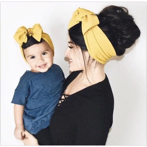 Baby and Mom Textured Headwrap Pre-tied Turban Headband, super soft and stretchy Hair Bows Kids Accessories