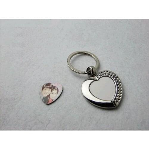 Blank Sublimation heart style metal key chain bag pendants can print photo custom design personality gift 06