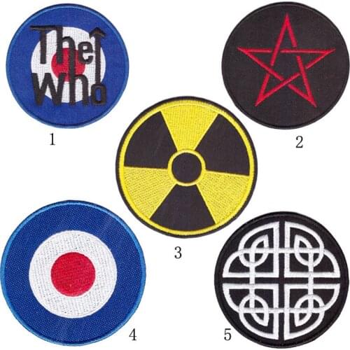 Five-pointed star round Badge Chinese elements Patch Embroidered Sticker Iron-on Clothes Decor For Jeans Hat Fan sign Badges
