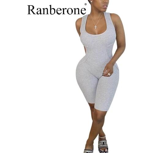 Ranberone 2020 New Yoga Sets Women Gym Clothes Sexy Jumpsuit Romper Shorts Women Clothing Running Leggings Body Suit Sportswear