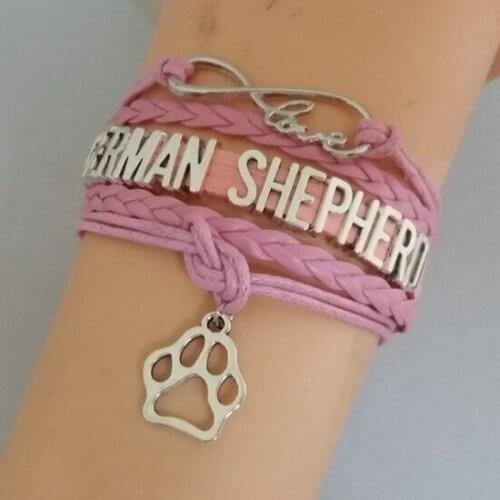 Love Animal Dog Bracelets Paw Charm German Shepherd Bracelets & Bangles Braided Handmade shepherd bracelet