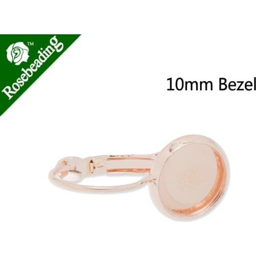 Silver French Lever Back Earrings Blank/Base,Rose Gold Plated,fit 10mm glass cabochons,earring bezels,sold 50pcs/pkg