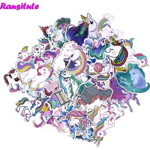 R188 50pcs/set Unicorn Cute Sticker Motorcycle And Suitcase Cool Laptop Sticker Skateboard Sticker
