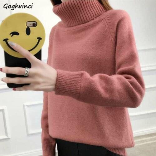 Turtleneck Sweater Women Solid Simple Thickening Autumn Winter Warm Soft Comfortable Womens Pullovers Korean Style All-match New