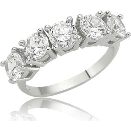 Tevuli 925 Sterling Silver 5 Stone Lady 'S Ring
