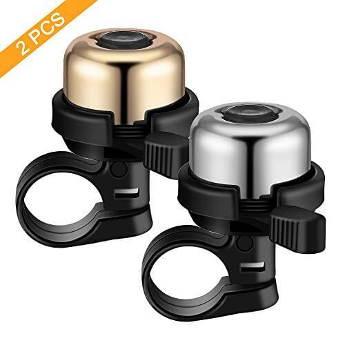 2PCS Bike Bell Premium Bicycle Bell (Silver, Golden), Brass Bike Bells for Adults and Kids