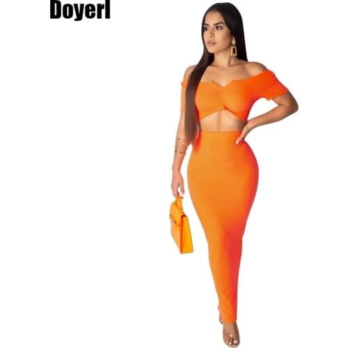 Sexy Women 2 Piece Summer Sets Clothes Off Shoulder Crop Top and Matching Skirt Set Festival Party Bodycon Two Piece Dress Set