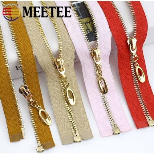 1/2pcs 5# Metal Zippers 60/70/80/85/100cm Gold Teeth Open-end Zip for Down Jacket Coat Garment Repair Kit DIY Sewing Accessories